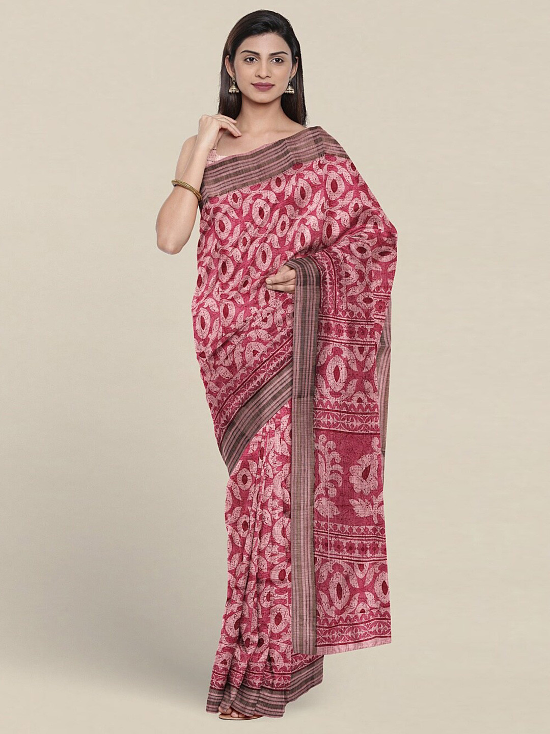 

Pothys Ethnic Motifs Printed Pure Cotton Saree, Pink