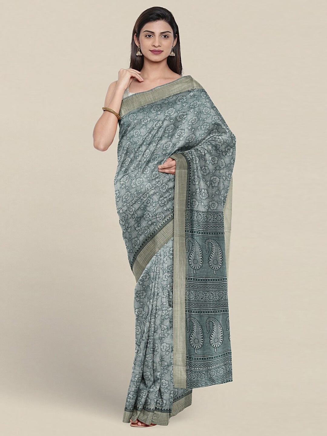 

Pothys Floral Pure Cotton Saree, Blue