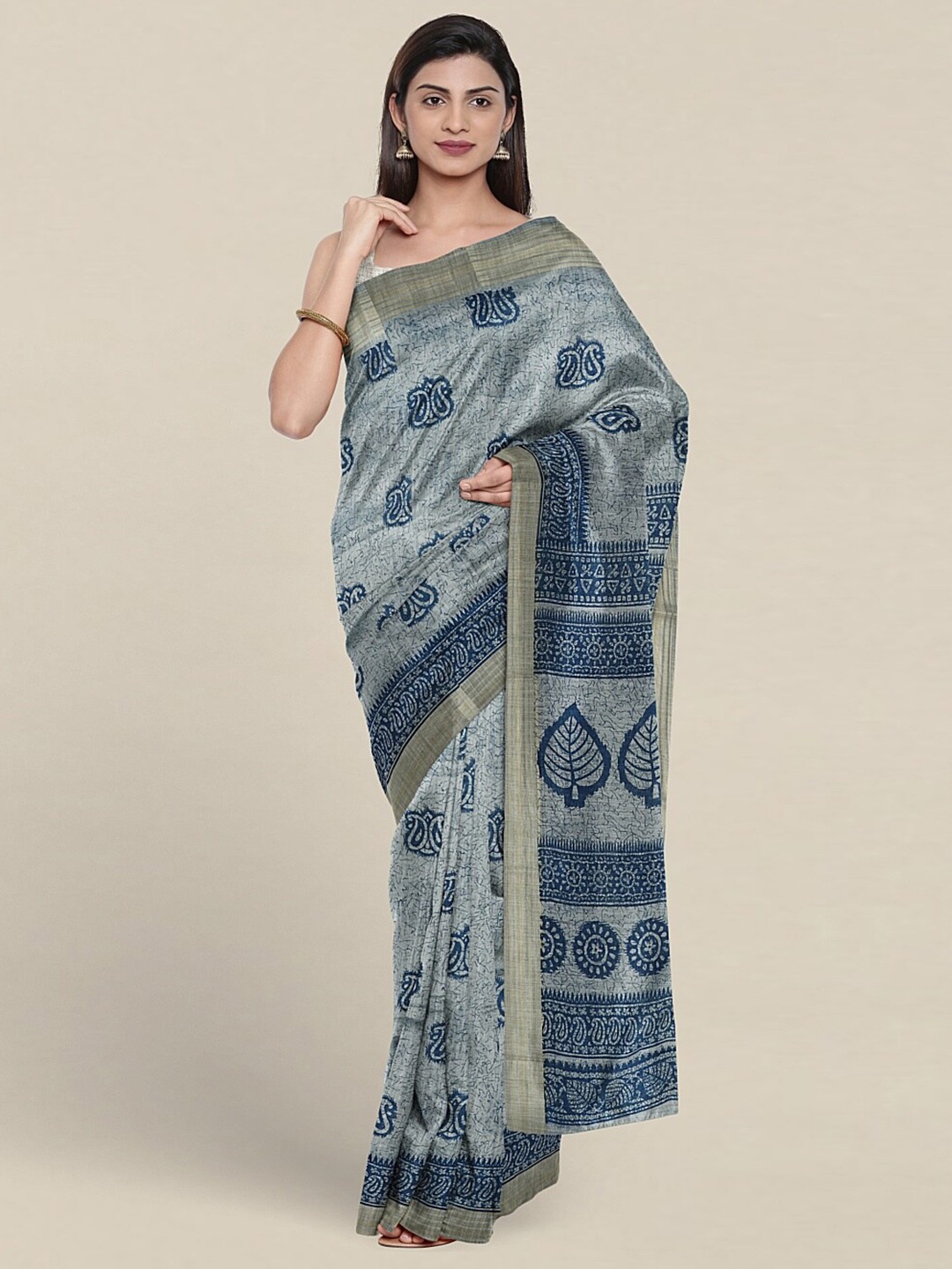 

Pothys Ethnic Motifs Printed Pure Cotton Saree, Blue