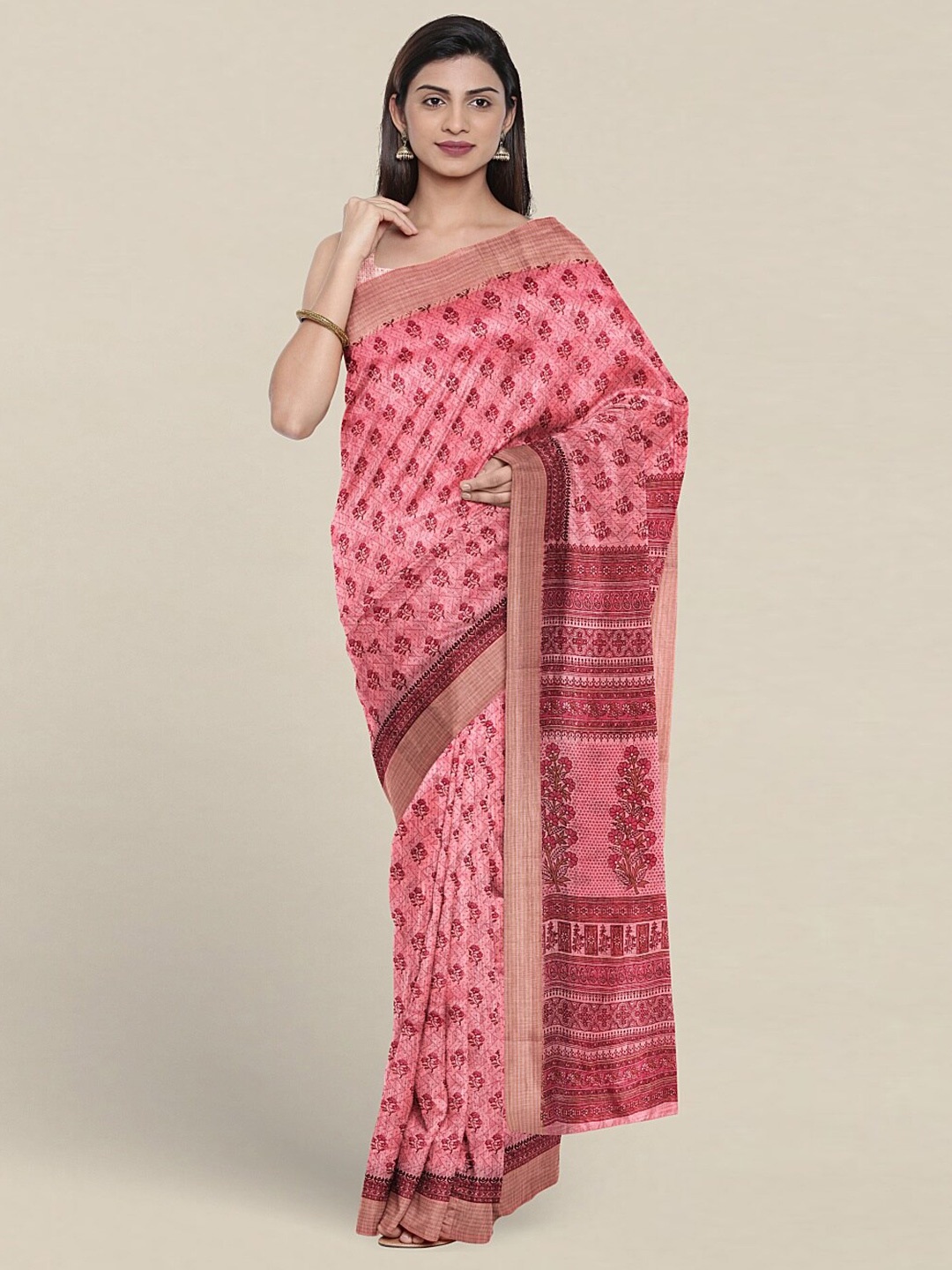 

Pothys Floral Printed Pure Cotton Saree, Pink
