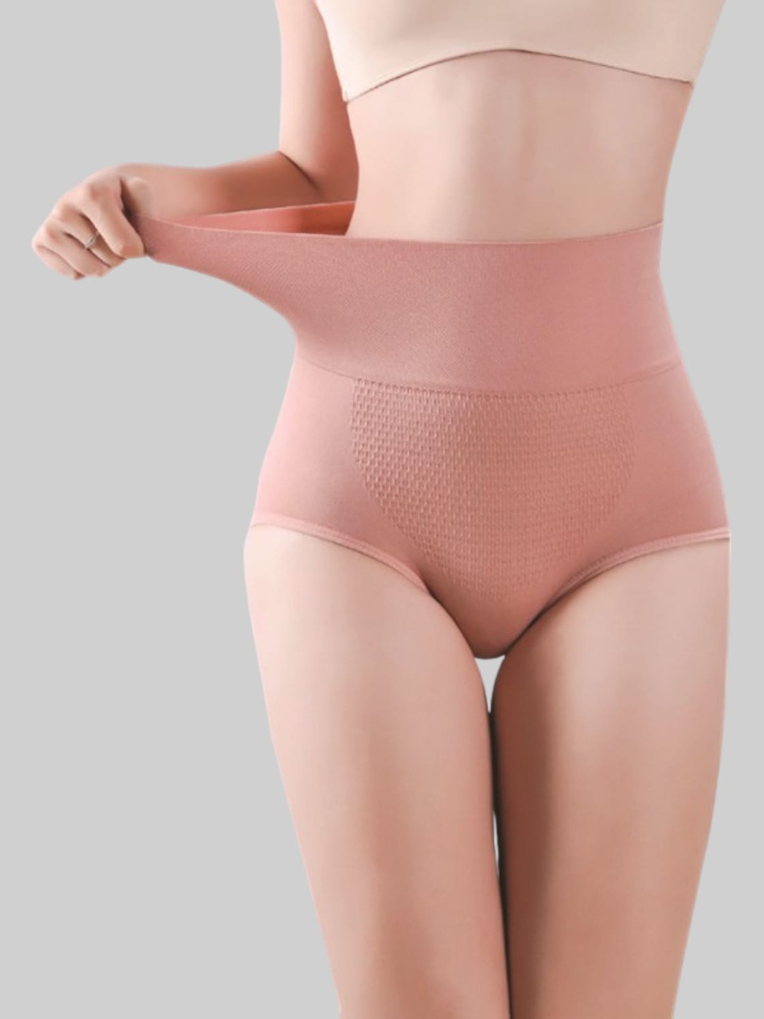 

PLUMBURY Seamless High Waist Tummy Shaper Shapewear, Pink