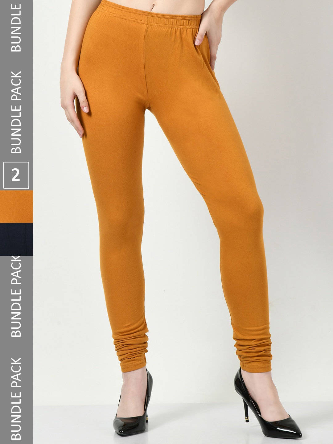

BAESD Pack Of 2 Super Soft Churidar-Length Leggings, Yellow