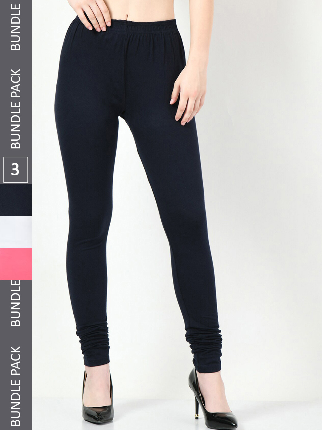 

BAESD Pack Of 3 Churidar Length Leggings, Navy blue
