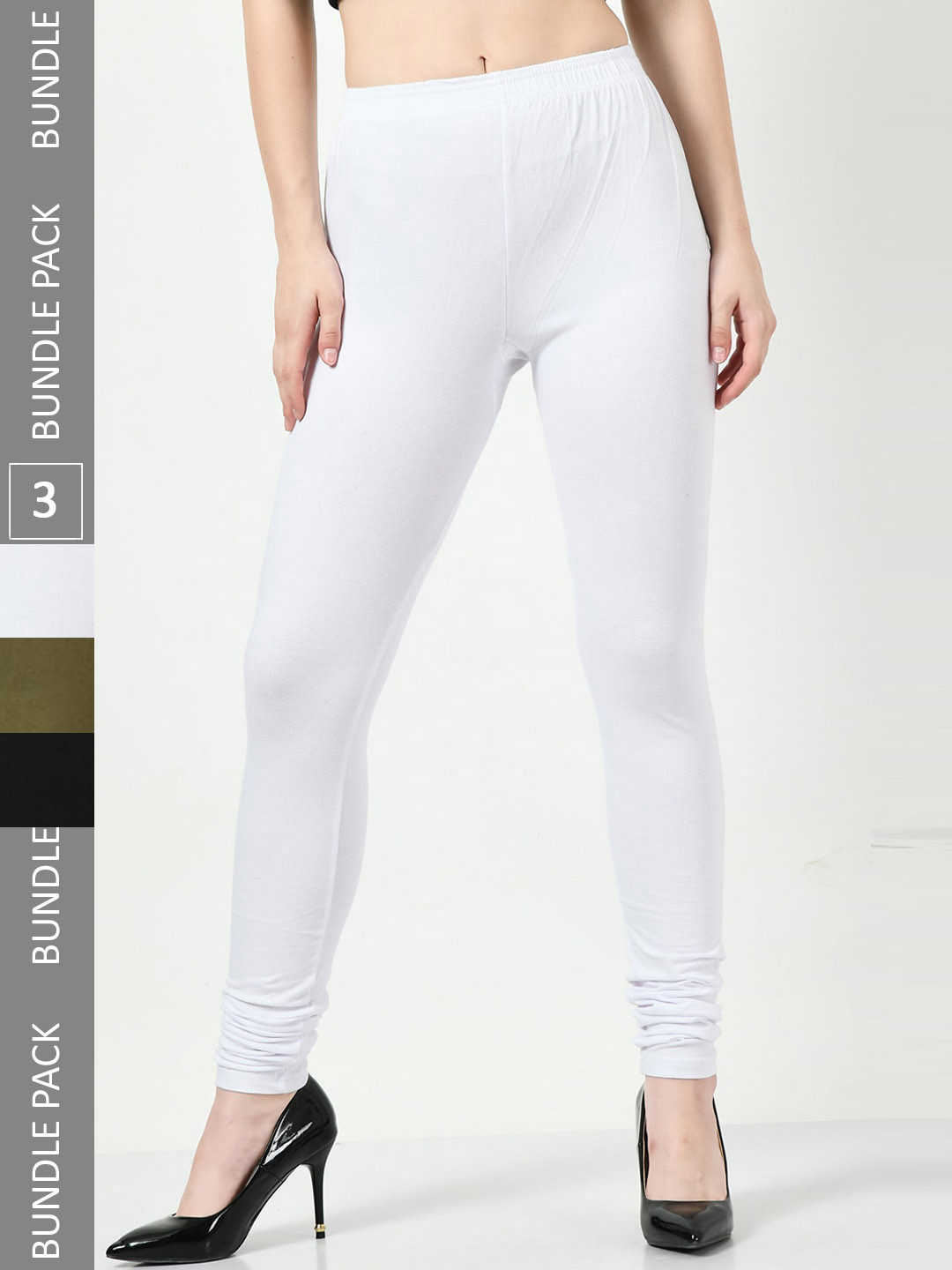 

BAESD Pack Of 3 Slim-Fit Churidar Length Leggings, White