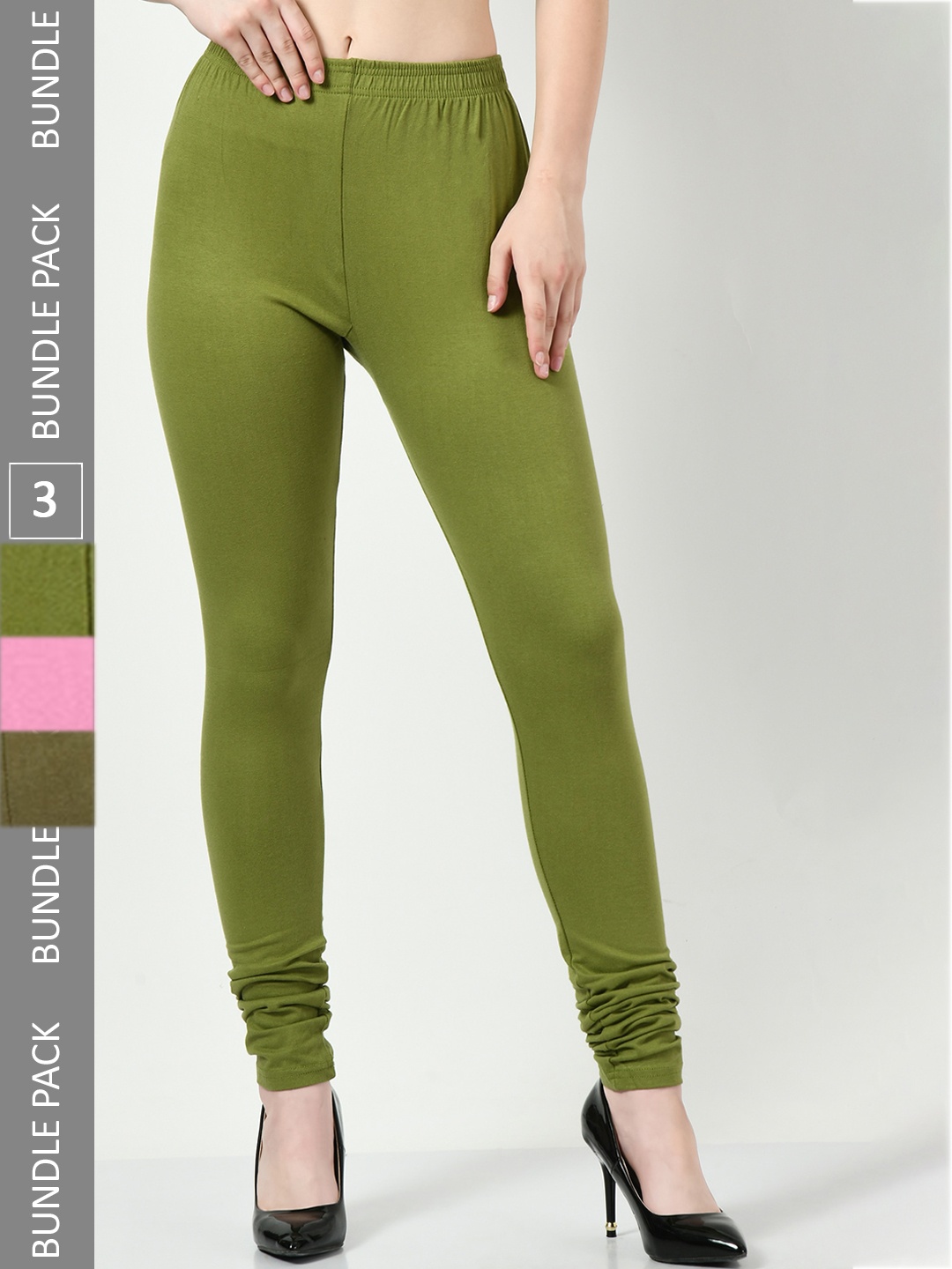 

BAESD Pack Of 3 Churidar-Length Leggings, Green