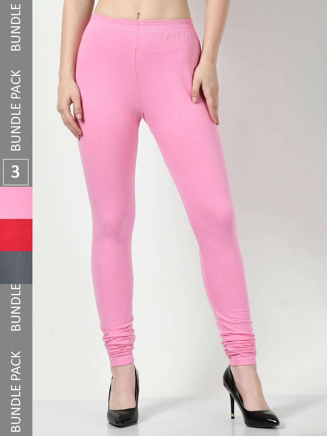 

BAESD Pack Of 3 Churidar Length Leggings, Pink
