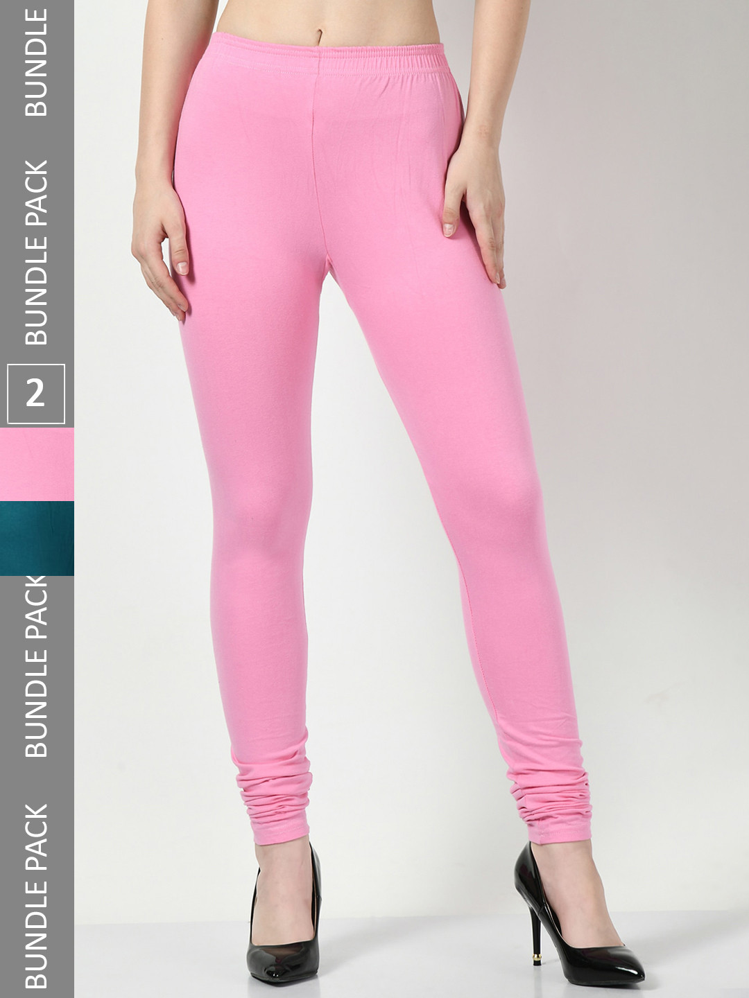 

BAESD Pack Of 2 Churidar-Length Leggings, Pink