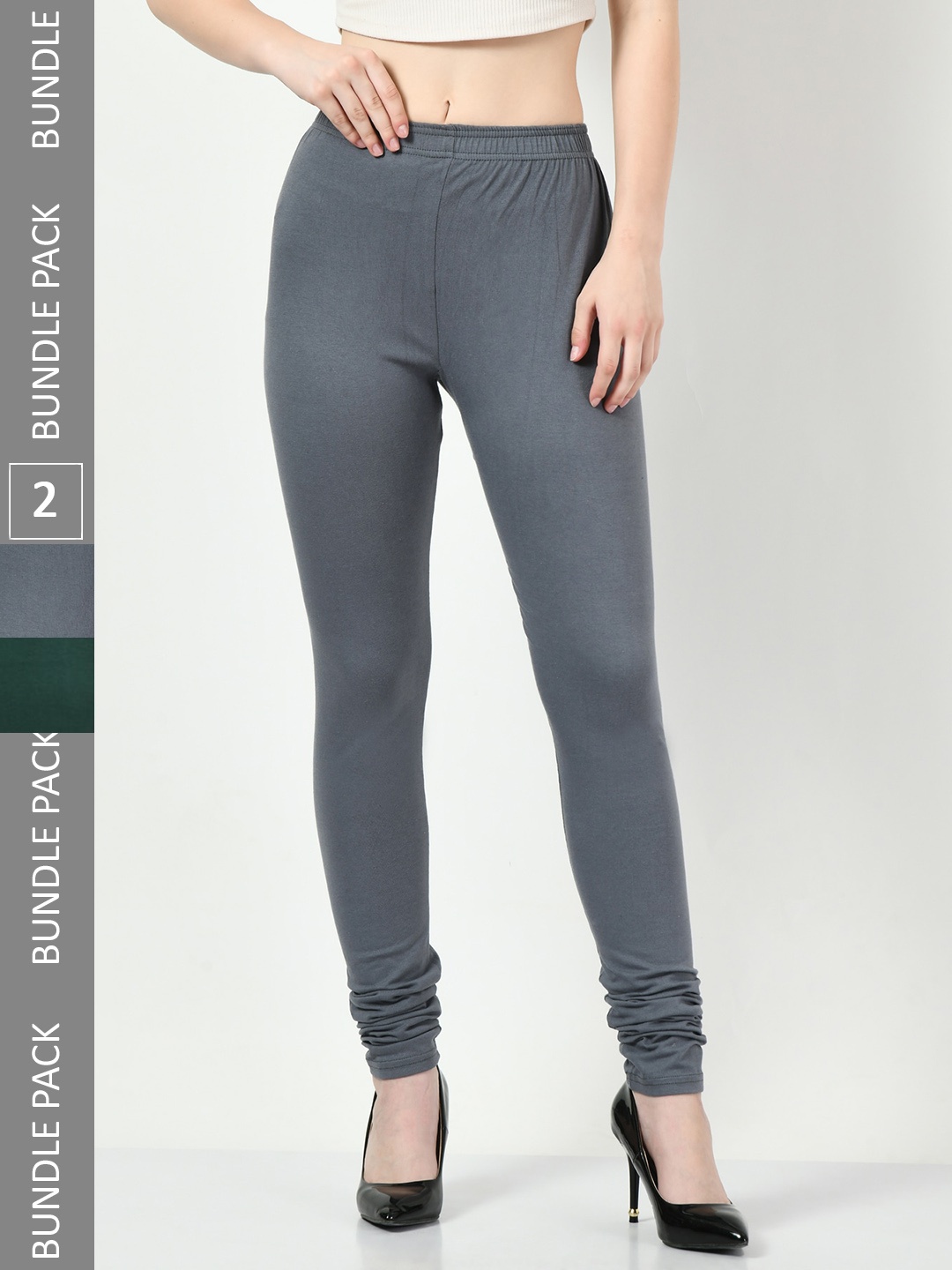 

BAESD Pack Of 2 Churidar-Length Soft Leggings, Grey