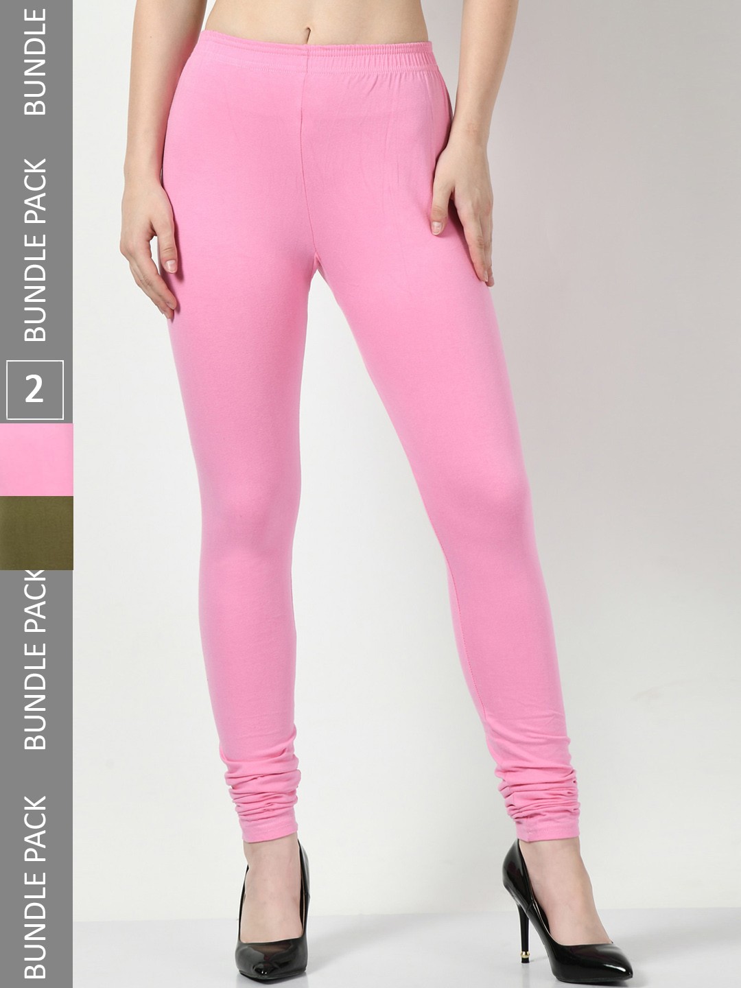 

BAESD Pack Of 2 Super Soft Churidar-Length Leggings, Pink