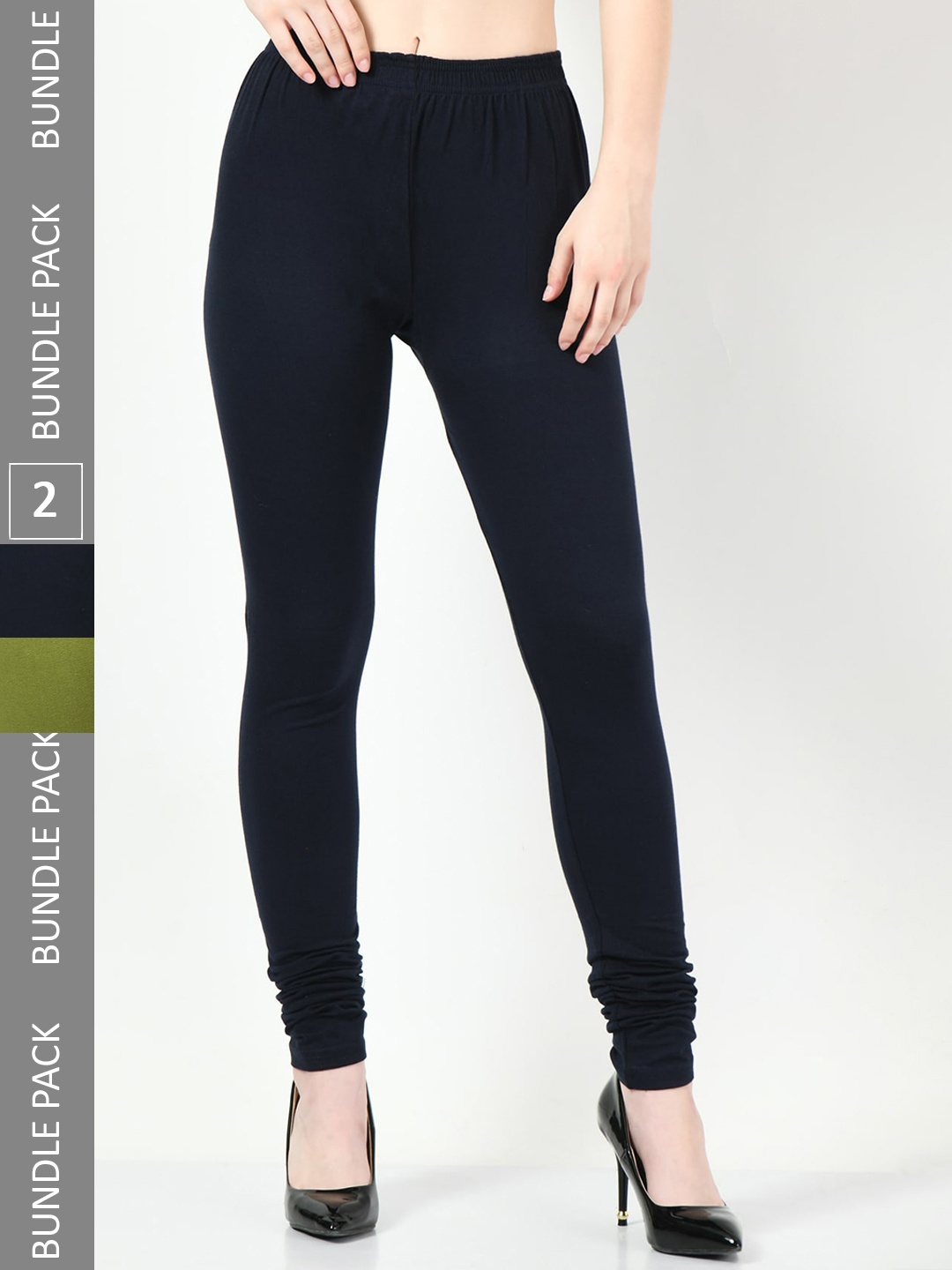 

BAESD Pack Of 2 Churidar-Length Leggings, Navy blue