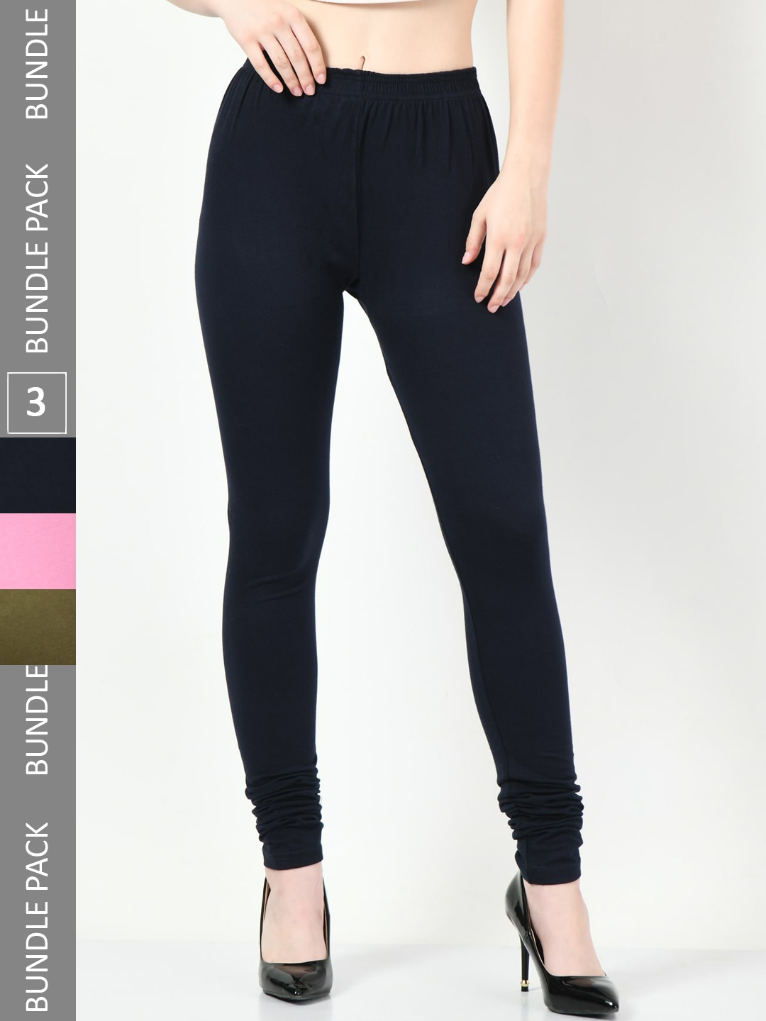 

BAESD Pack Of 3 Super Soft Churidar-Length Leggings, Pink