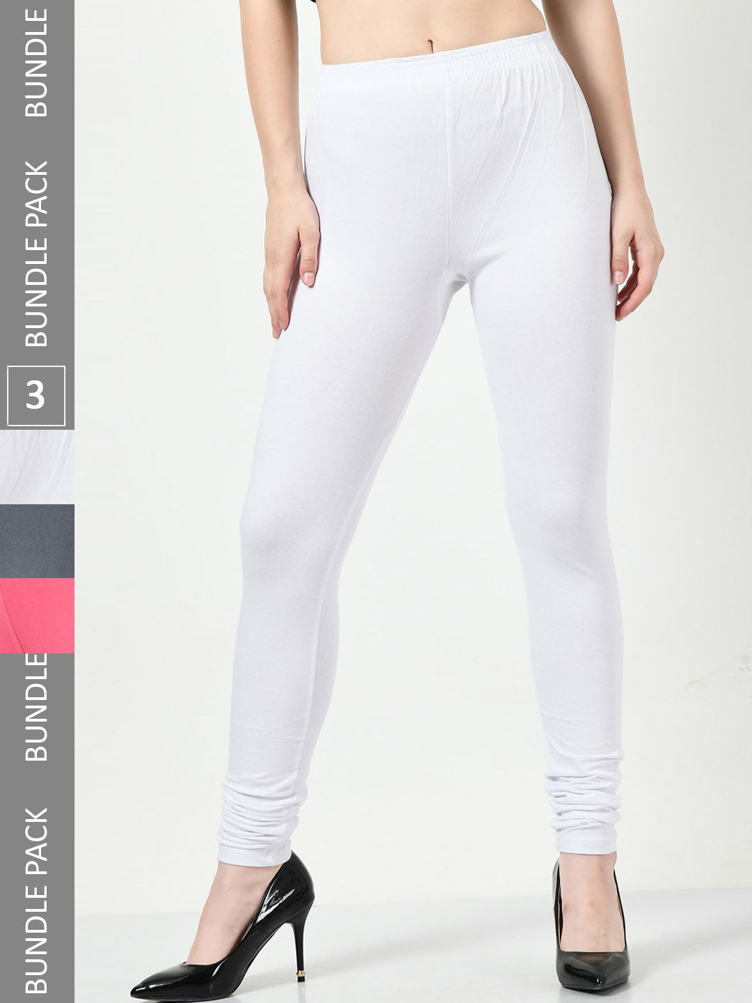 

BAESD Pack Of 3 Churidar-Length Slim-Fit Soft Leggings, White