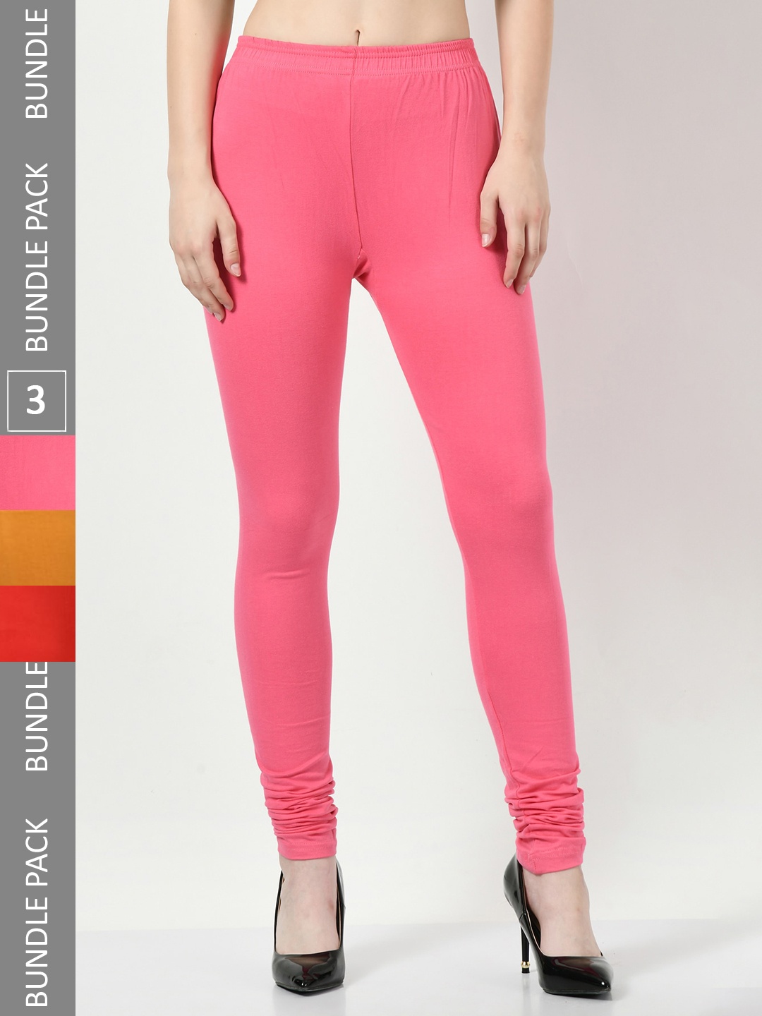 

BAESD Pack Of 3 Churidar-Length Leggings, Pink
