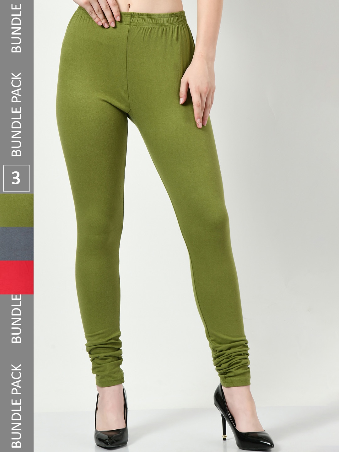 

BAESD Pack Of 3 Churidar Length Leggings, Green