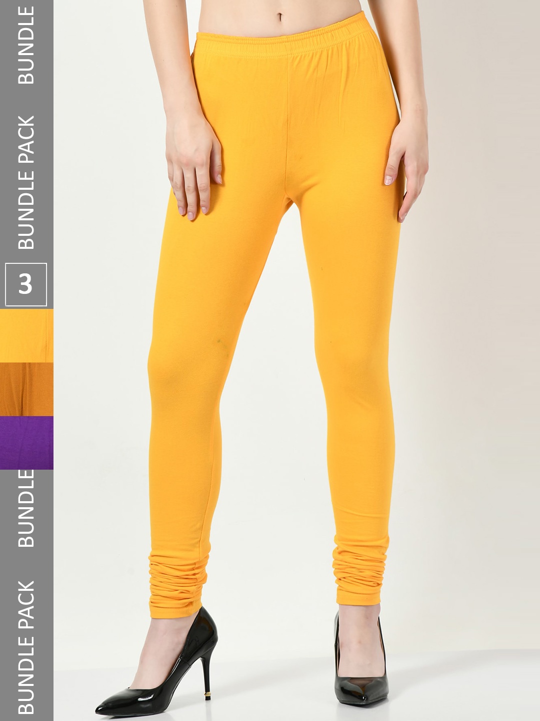

BAESD Pack Of 3 Churidar Length Leggings, Yellow