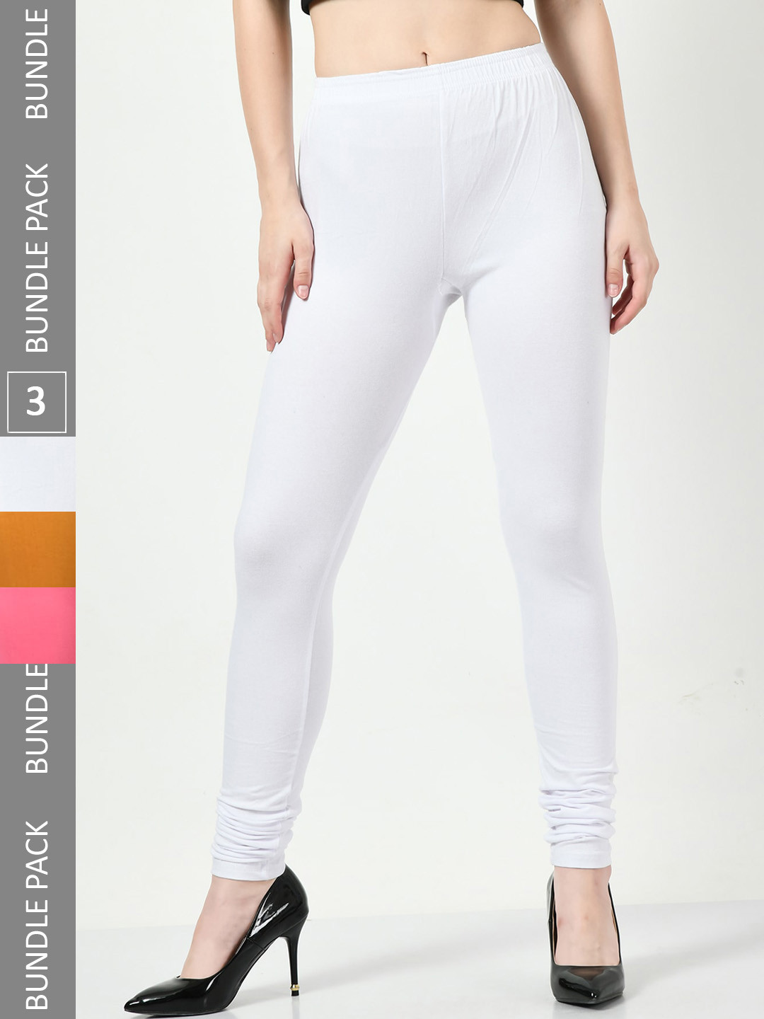 

BAESD Pack Of 3 Churidar Length Cotton Leggings, White