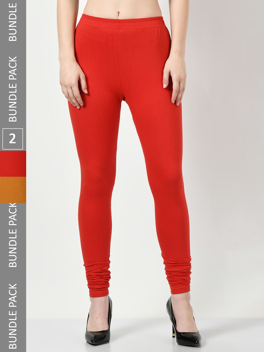 

BAESD Pack Of 2 Churidar Length Leggings, Red