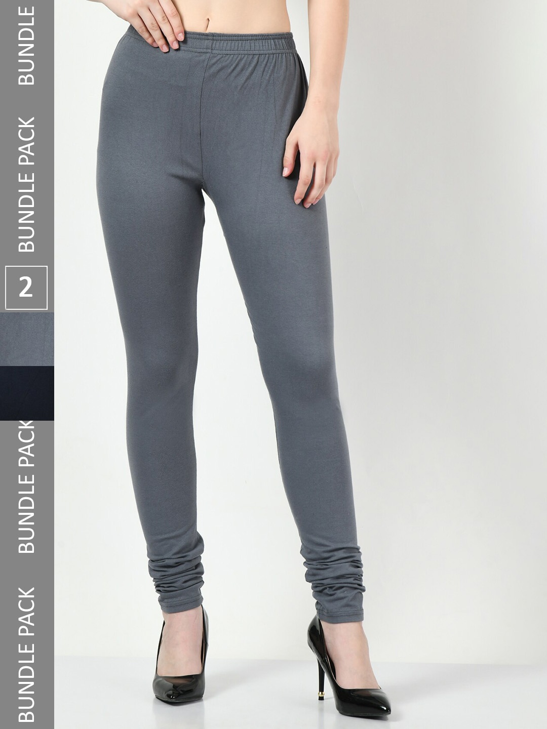 

BAESD Pack Of 2 Churidar Length Cotton Lycra Leggings, Grey