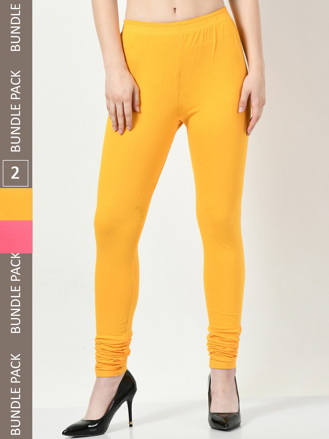 

BAESD Pack Of 2 Churidar-Length Leggings, Yellow