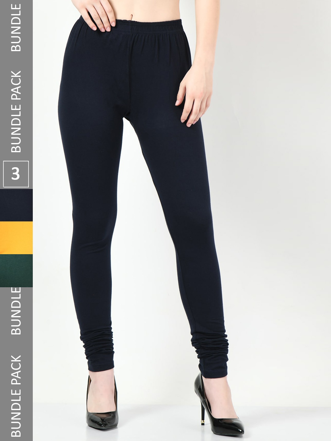 

BAESD Pack Of 3 Churidar Length Leggings, Navy blue