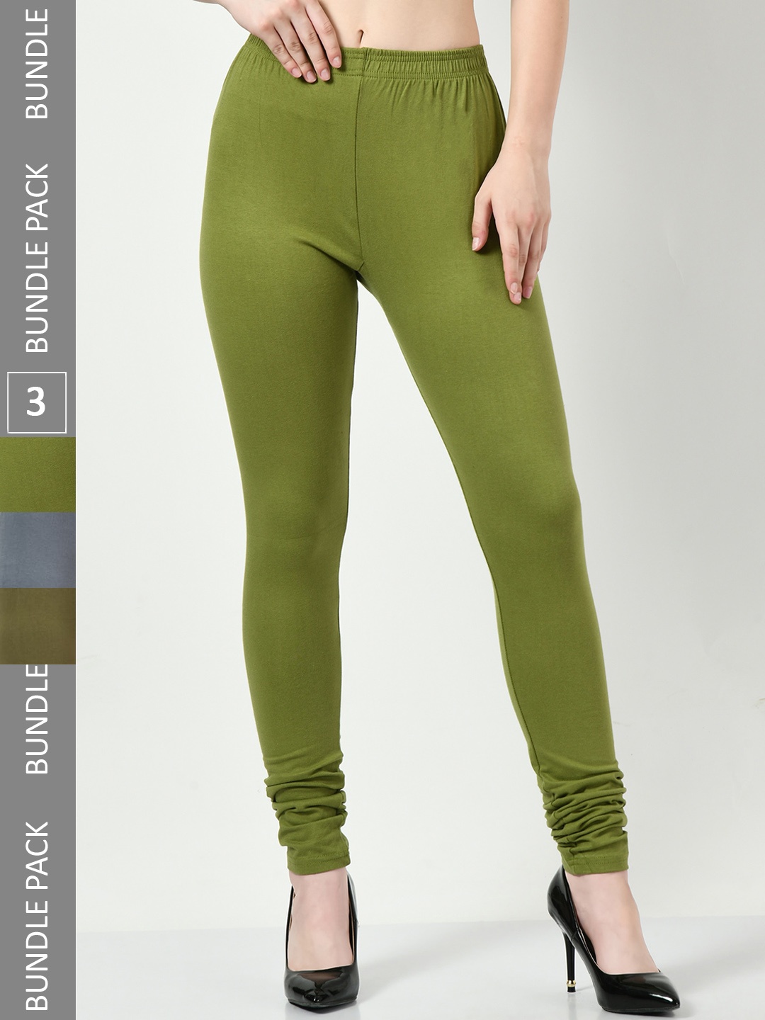 

BAESD Pack Of 3 Churidar Length Leggings, Green
