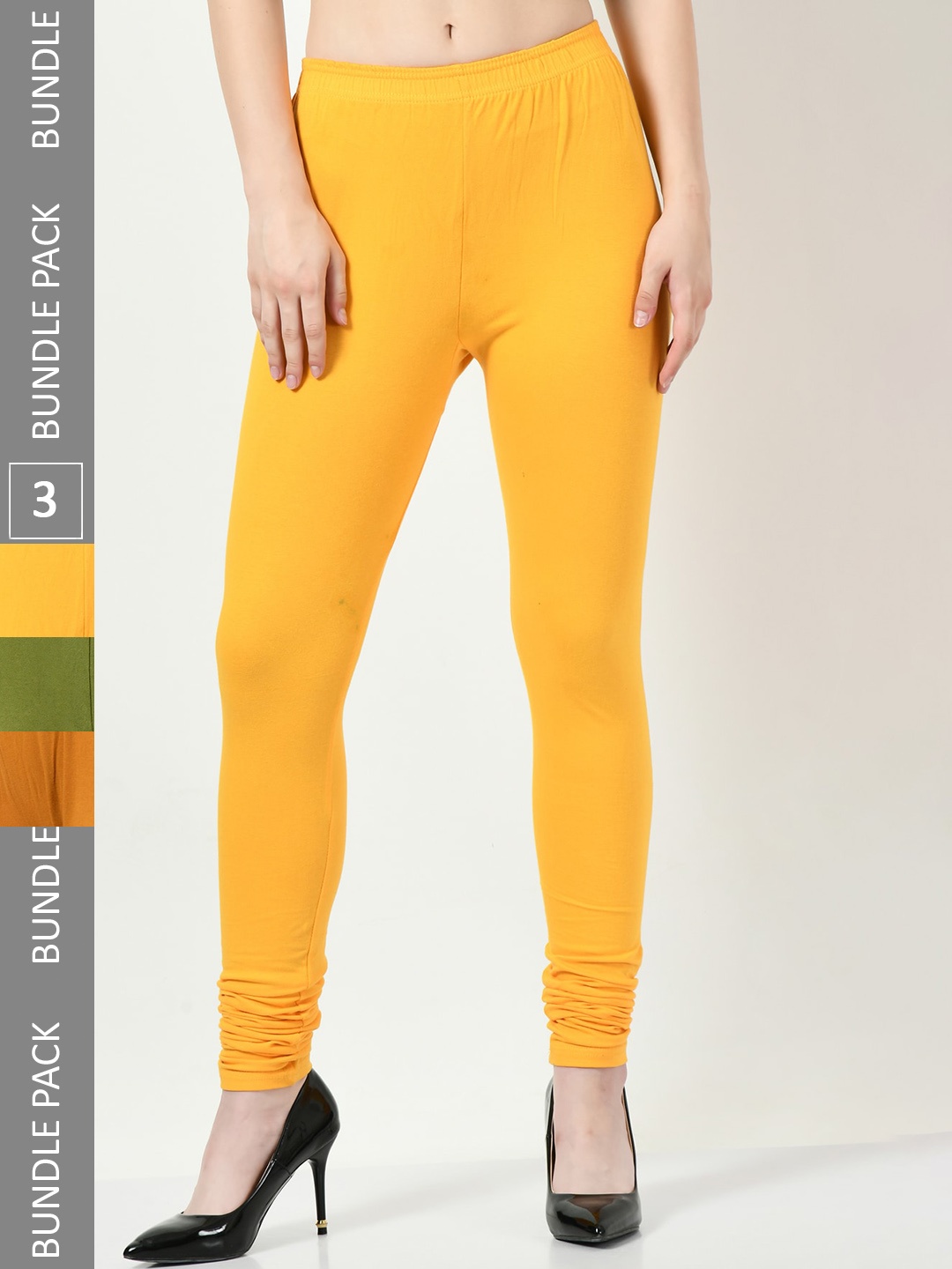 

BAESD Pack Of 3 Churidar-Length Leggings, Yellow