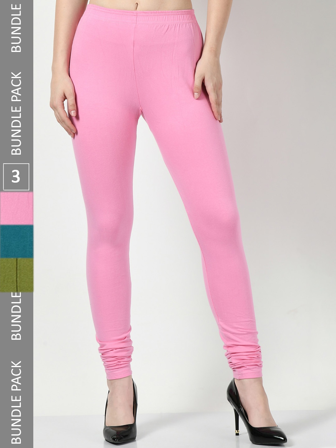 

BAESD Pack Of 3 Churidar Length Leggings, Pink