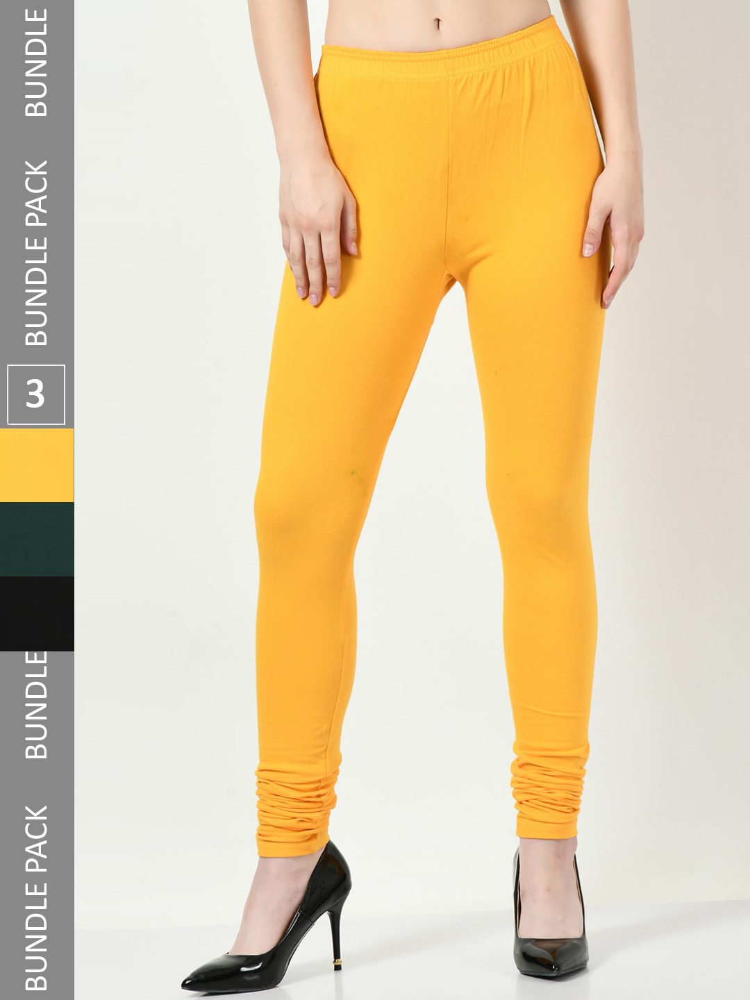

BAESD Pack of 3 Super Soft Churidar-Length Leggings, Yellow