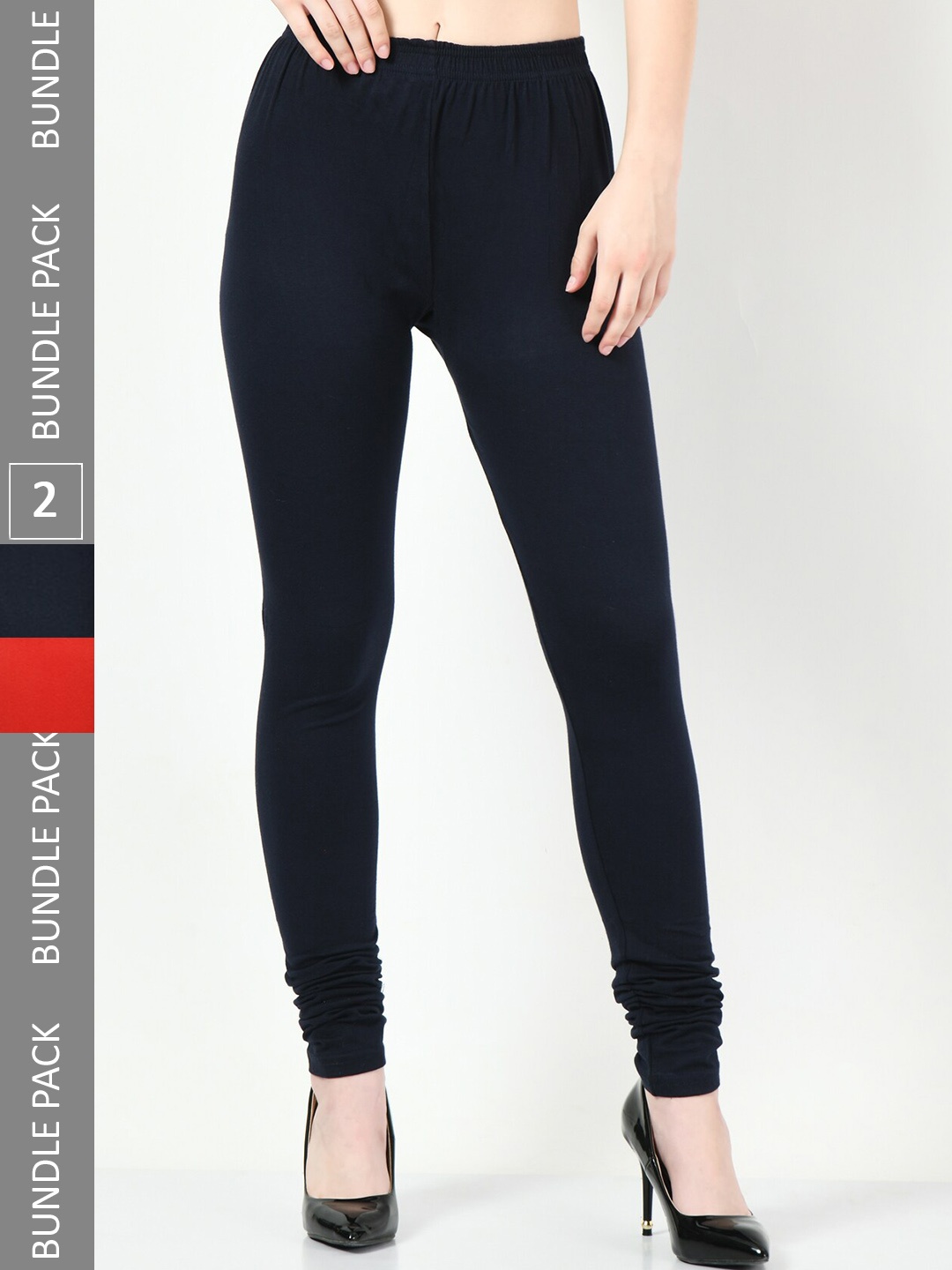 

BAESD Pack Of 2 Churidar-Length Cotton Lycra Leggings, Black