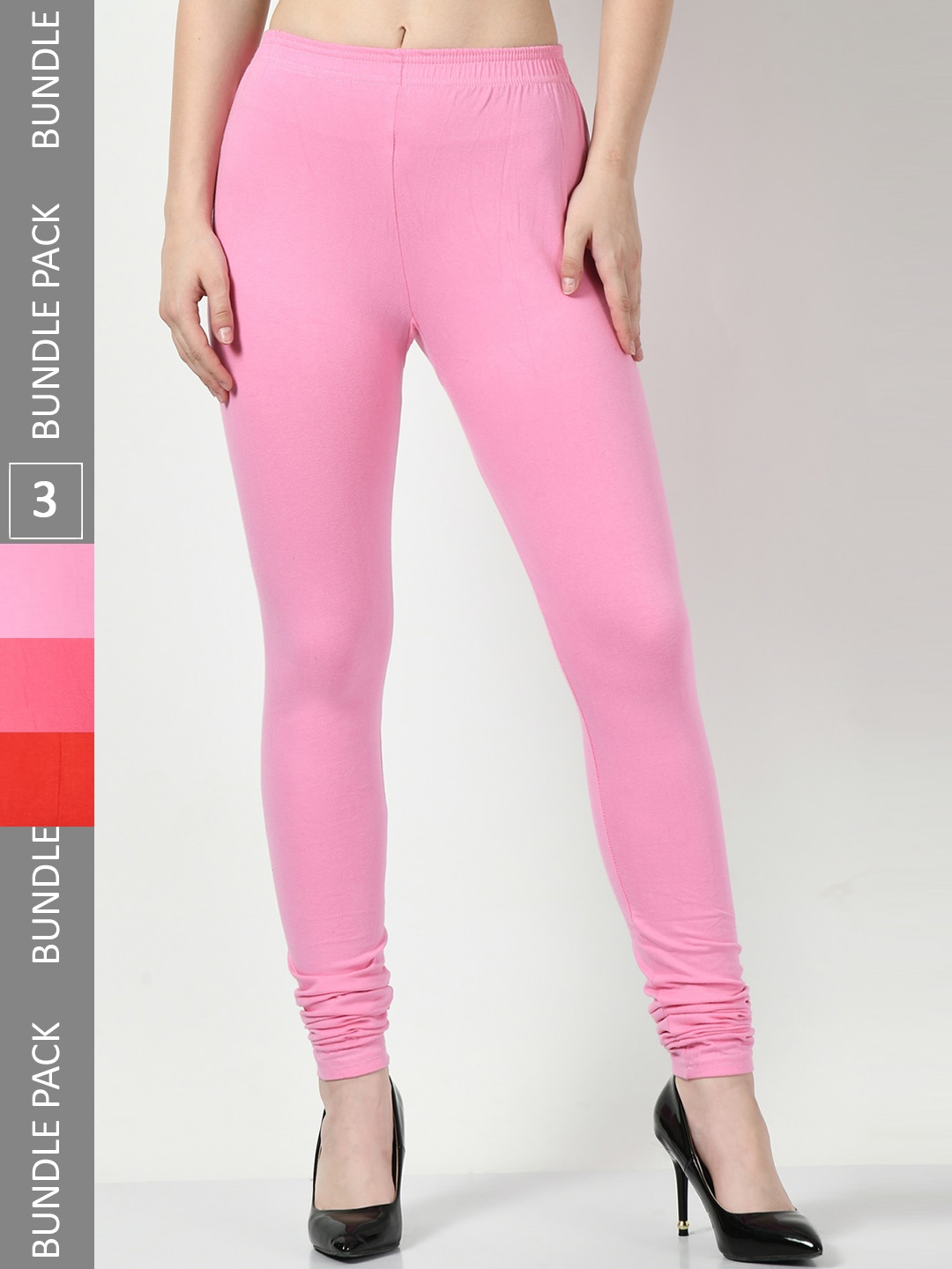 

BAESD Pack Of 3 Churidar Length Leggings, Pink