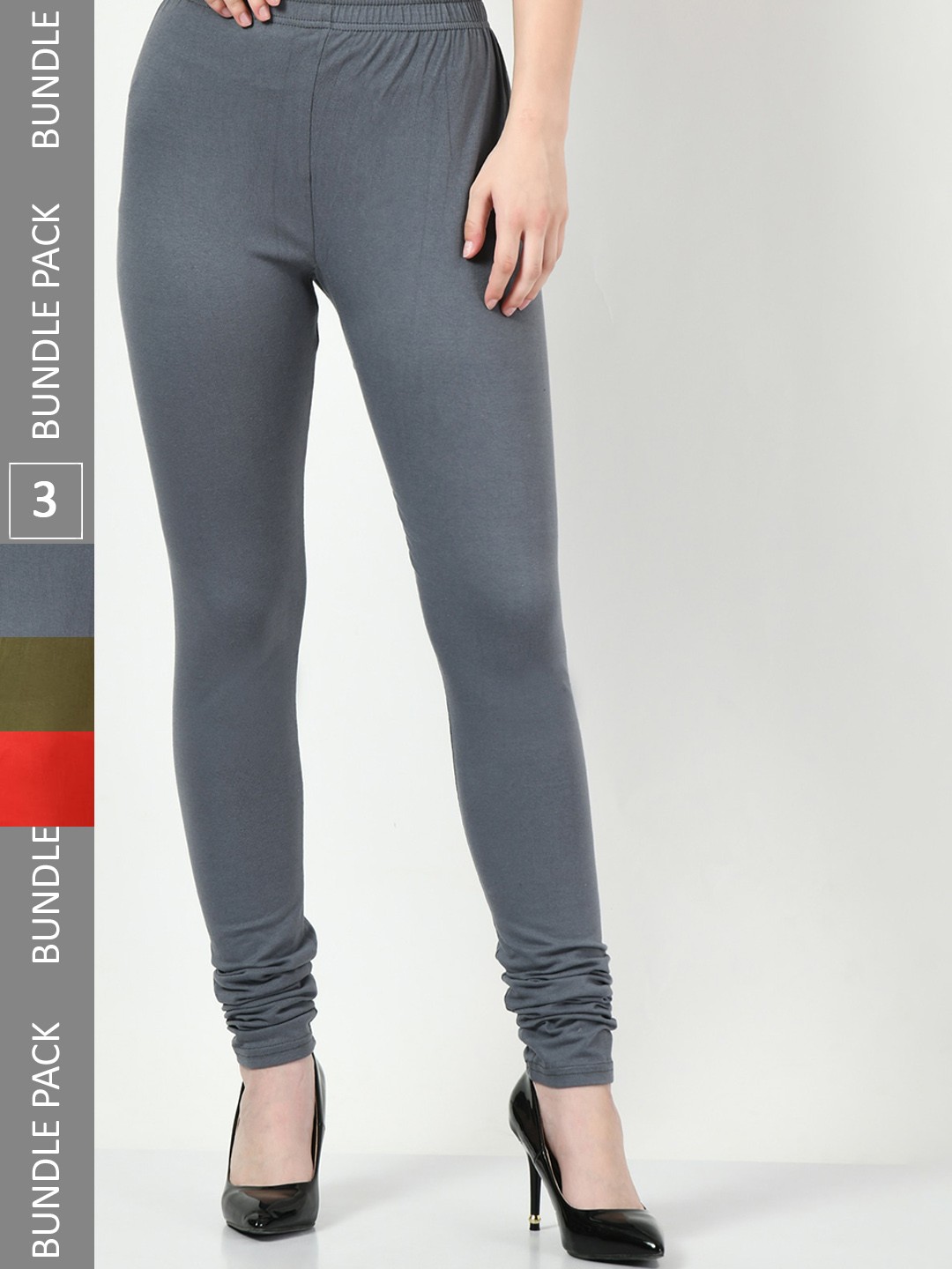 

BAESD Pack of 3 Churidar-Length Leggings, Grey