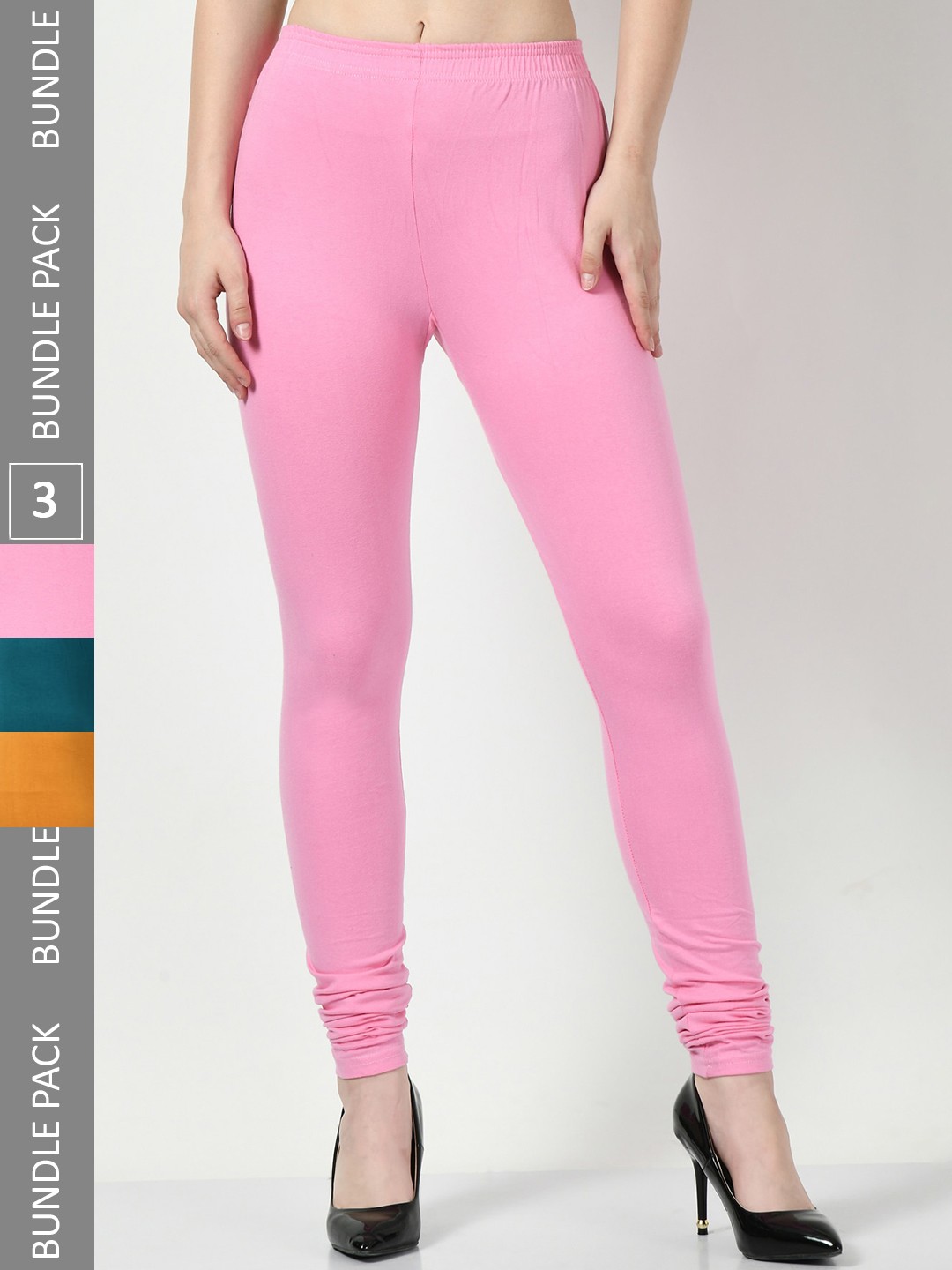 

BAESD Pack Of 3 Churidar-Length Leggings, Rose