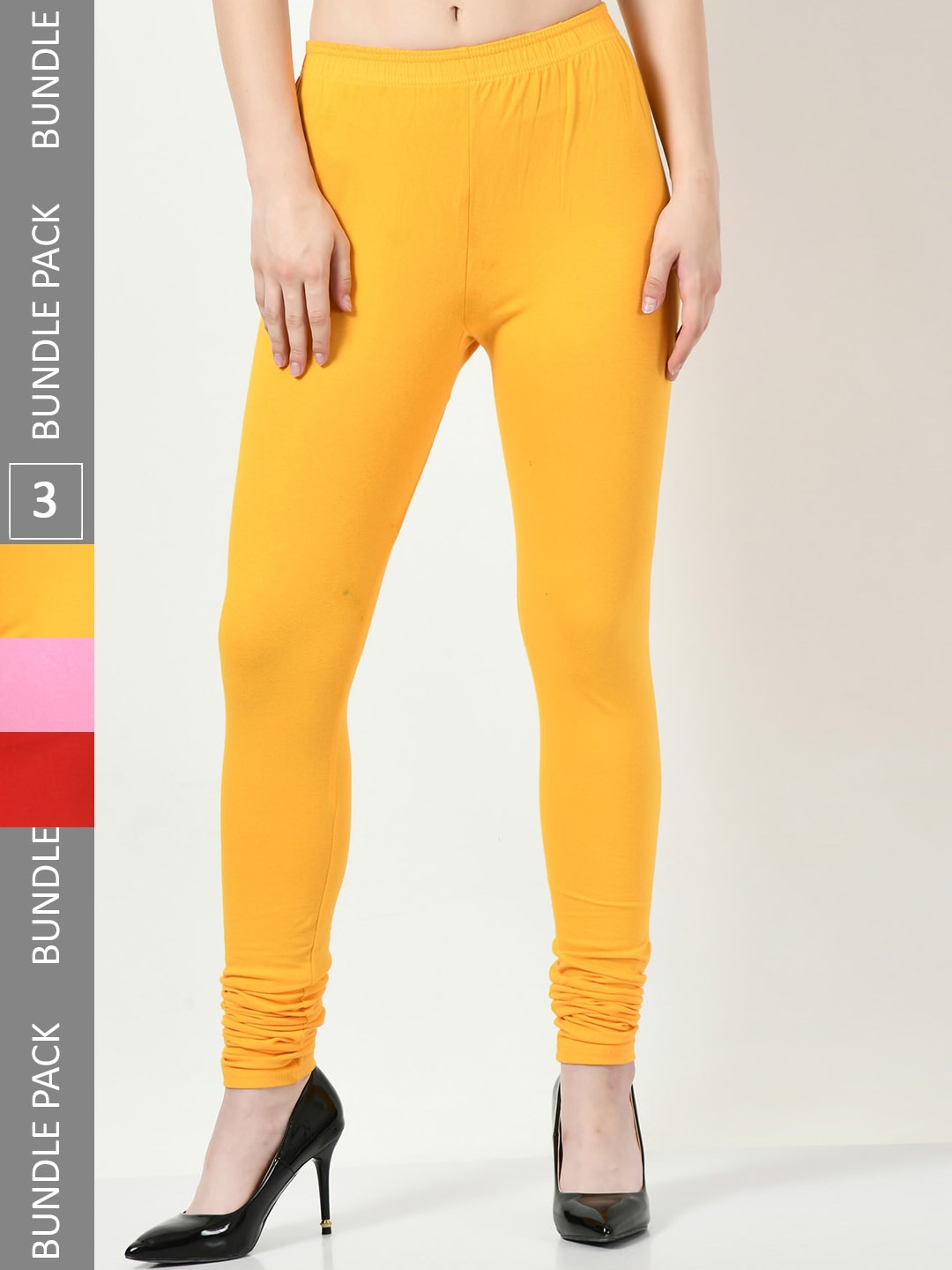 

BAESD Pack Of 3 Churidar-Length Leggings, Yellow