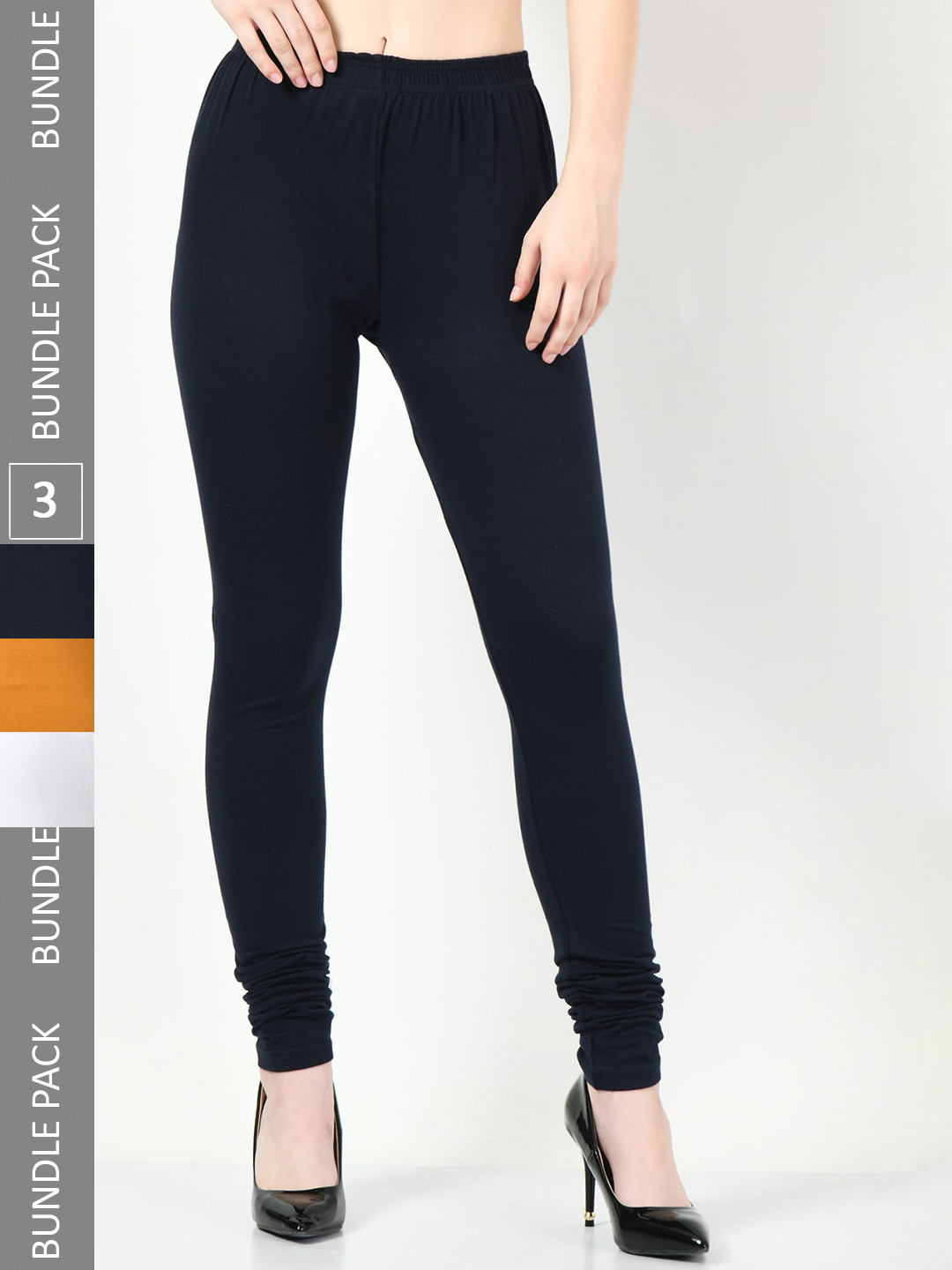 

BAESD Pack Of 3 Churidar Length Leggings, Navy blue
