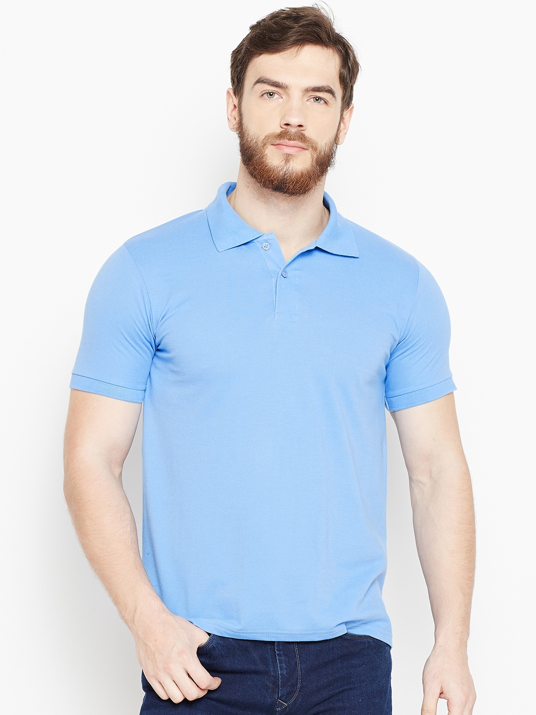 

Lotto Men Blue Solid Polo Collar T-shirt