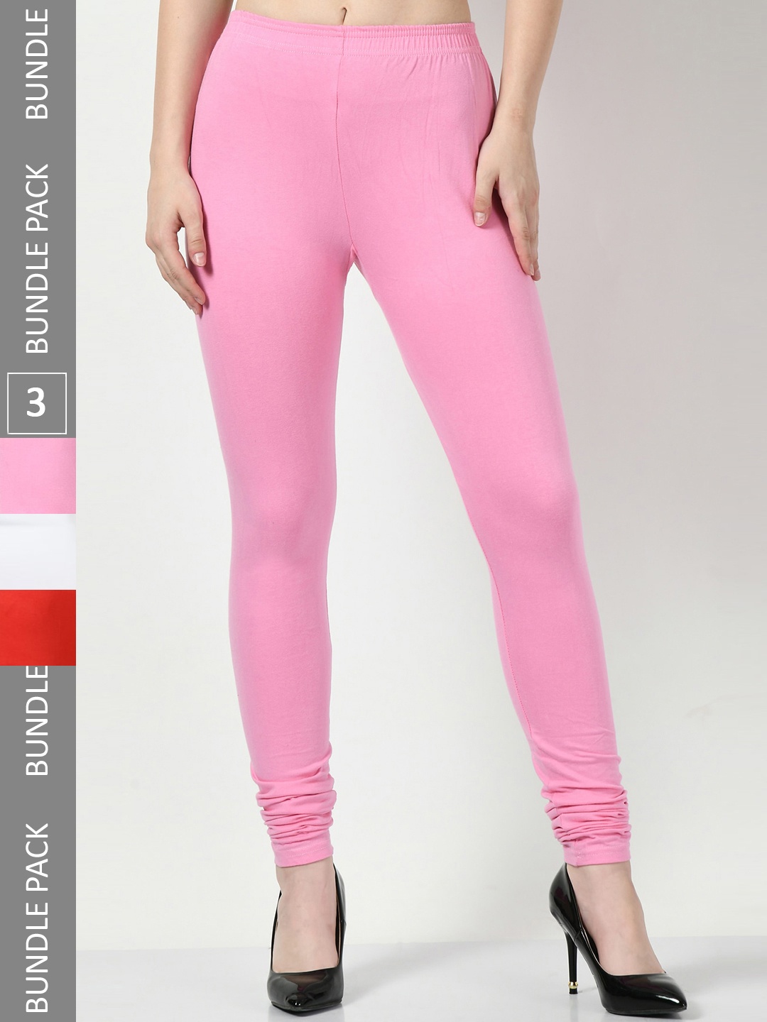

BAESD Pack Of 3 Slim-Fit Churidar Length Leggings, Pink