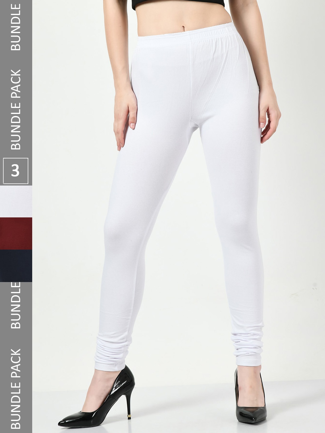 

BAESD Pack Of 3 Super Soft Churidar-Length Leggings, White