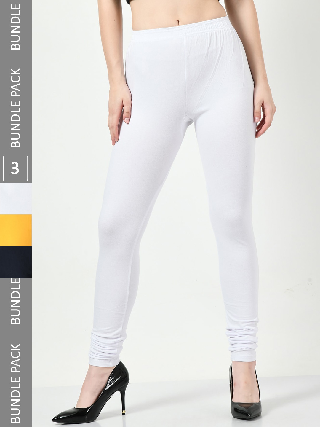 

BAESD Women Pack Of 3 Slim-Fit Churidar-Length Leggings, White