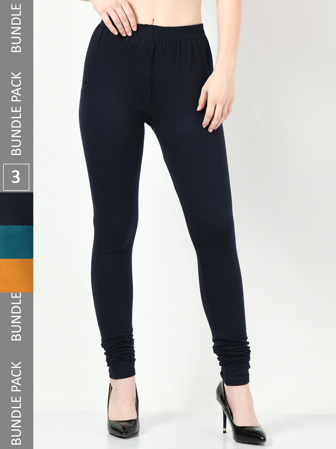 

BAESD Pack Of 3 Slim-Fit Churidar-Length Soft Leggings, Black