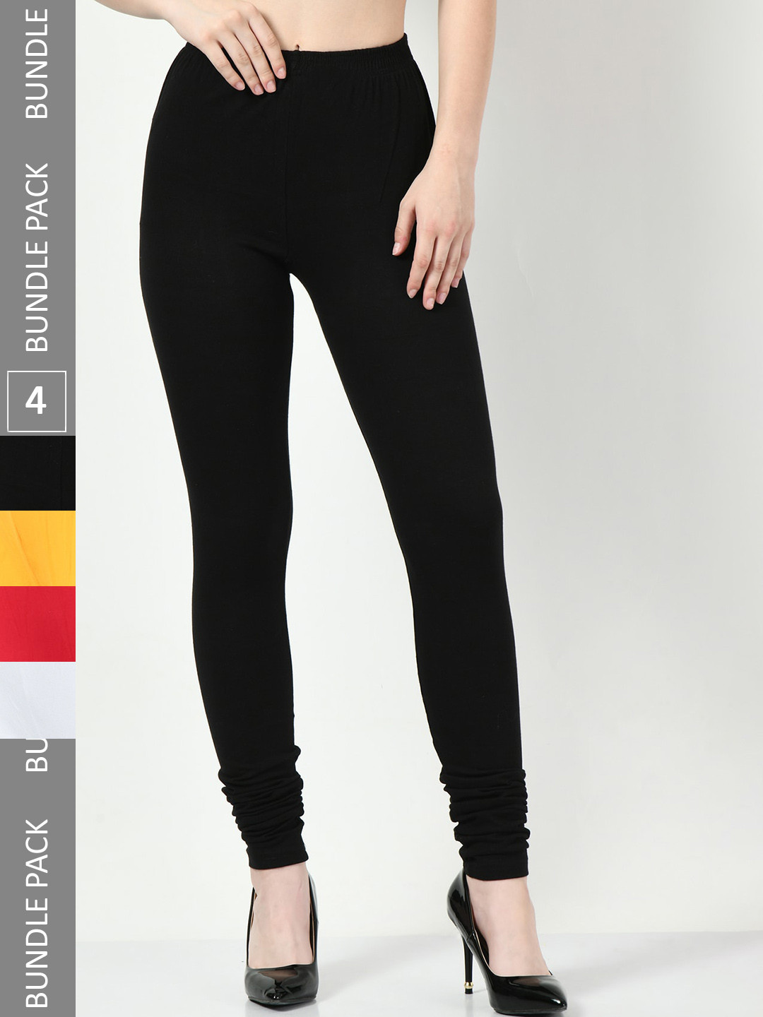 

BAESD Pack Of 4 Slim-Fit Churidar-Length Soft Cotton Lycra Leggings, White