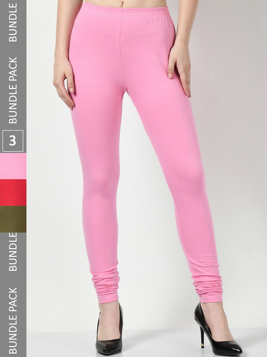 

BAESD Pack Of 3 Churidar Length Leggings, Pink