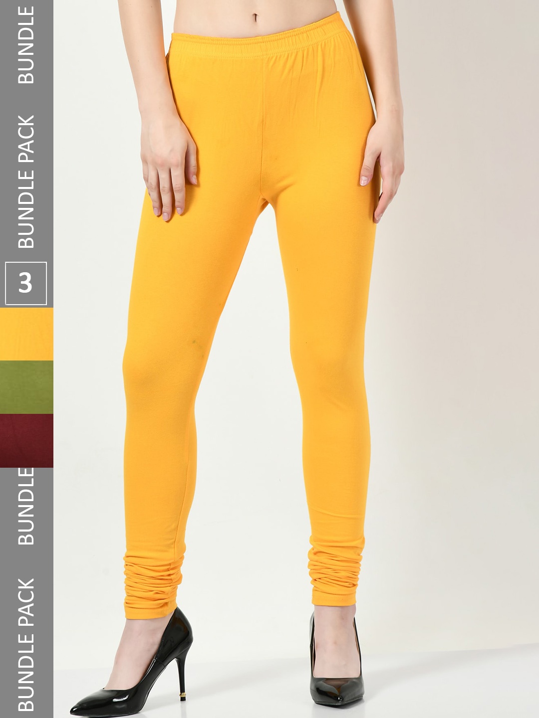 

BAESD Pack Of 3 Churidar-Length Leggings, Yellow