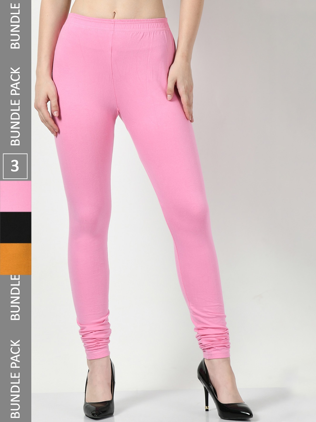 

BAESD Pack Of 3 Churidar-Length Leggings, Pink