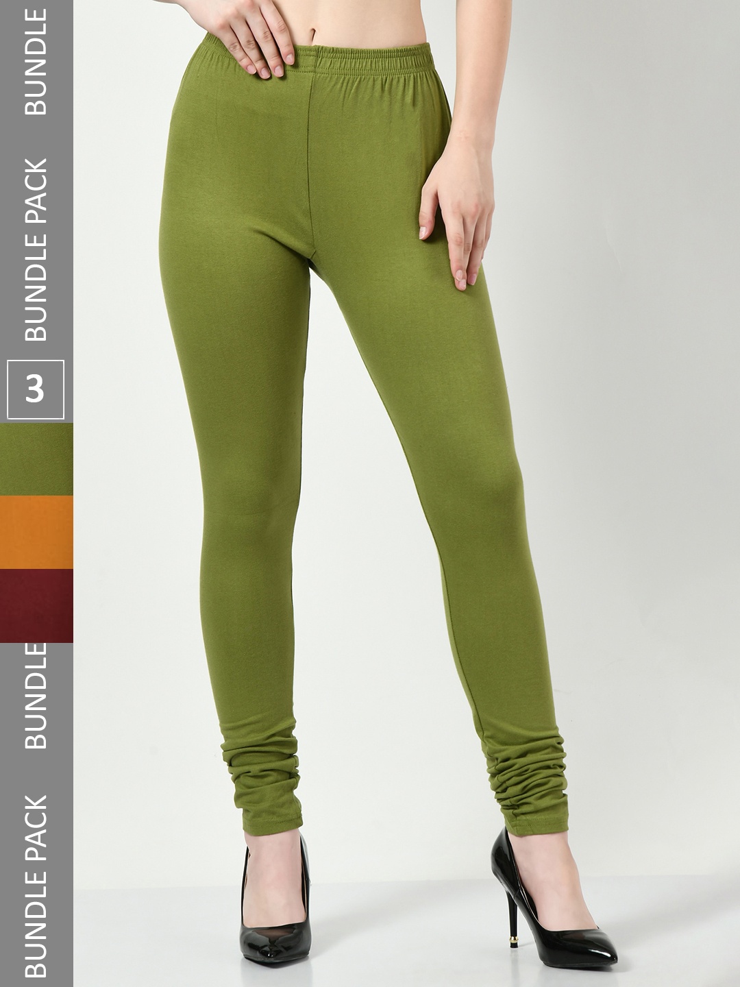 

BAESD Pack of 3 Churidar-Length Leggings, Multi