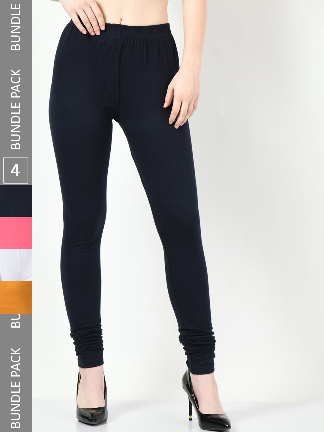 

BAESD Pack Of 4 Churidar Length Leggings, Navy blue