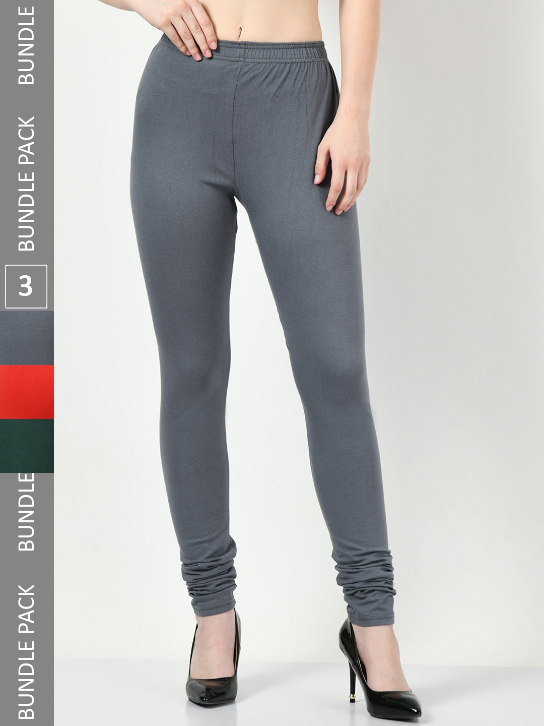 

BAESD Pack Of 3 Chudidar Length Leggings, Grey