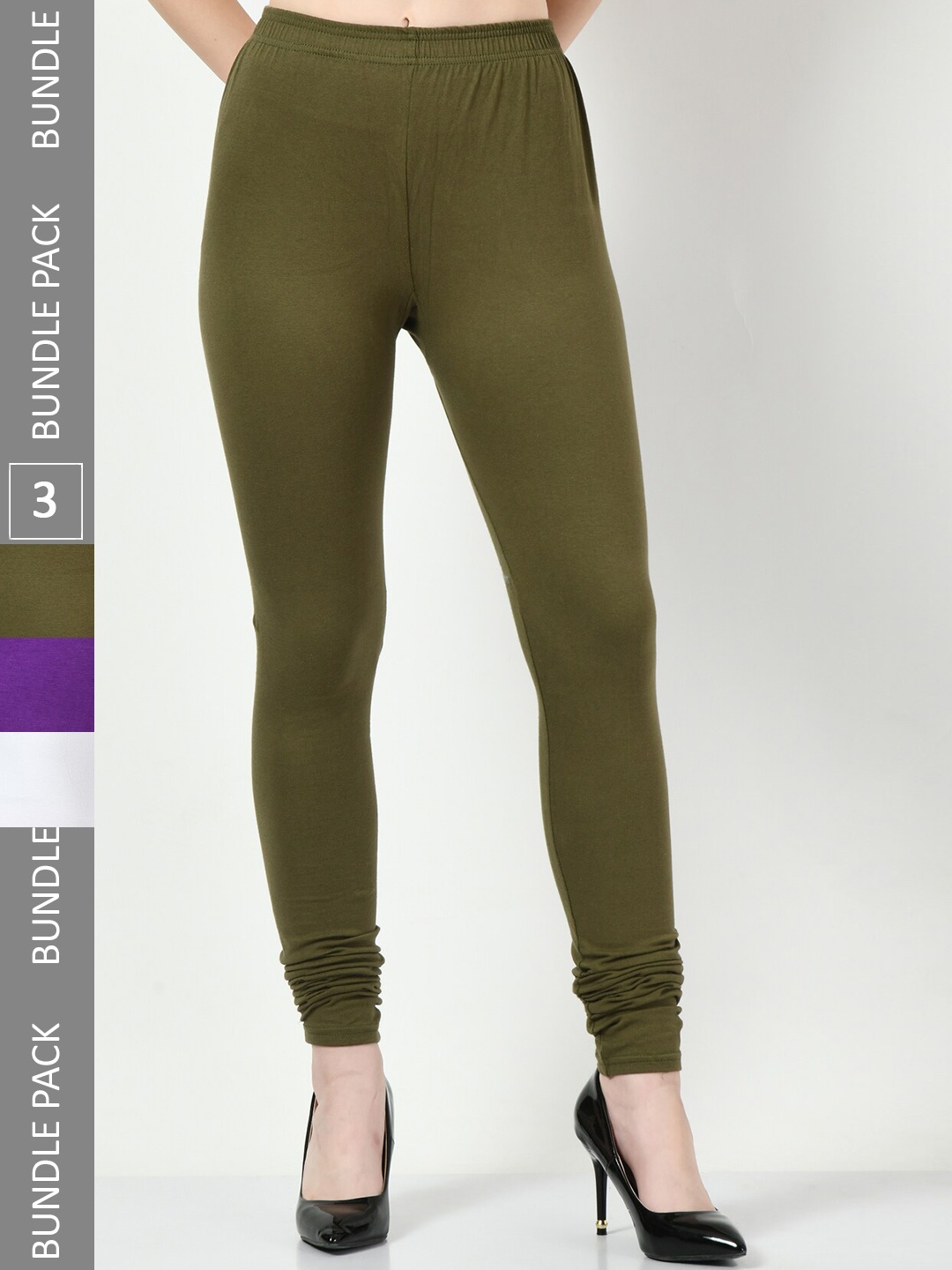 

BAESD Pack Of 3 Churidar Length Leggings, Green