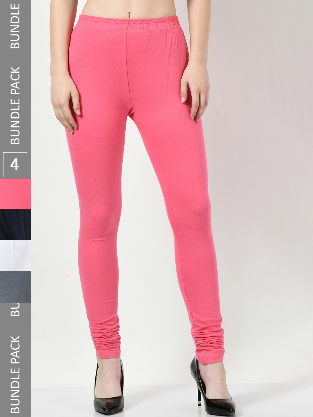 

BAESD Pack Of 4 Churidar Length Leggings, Pink