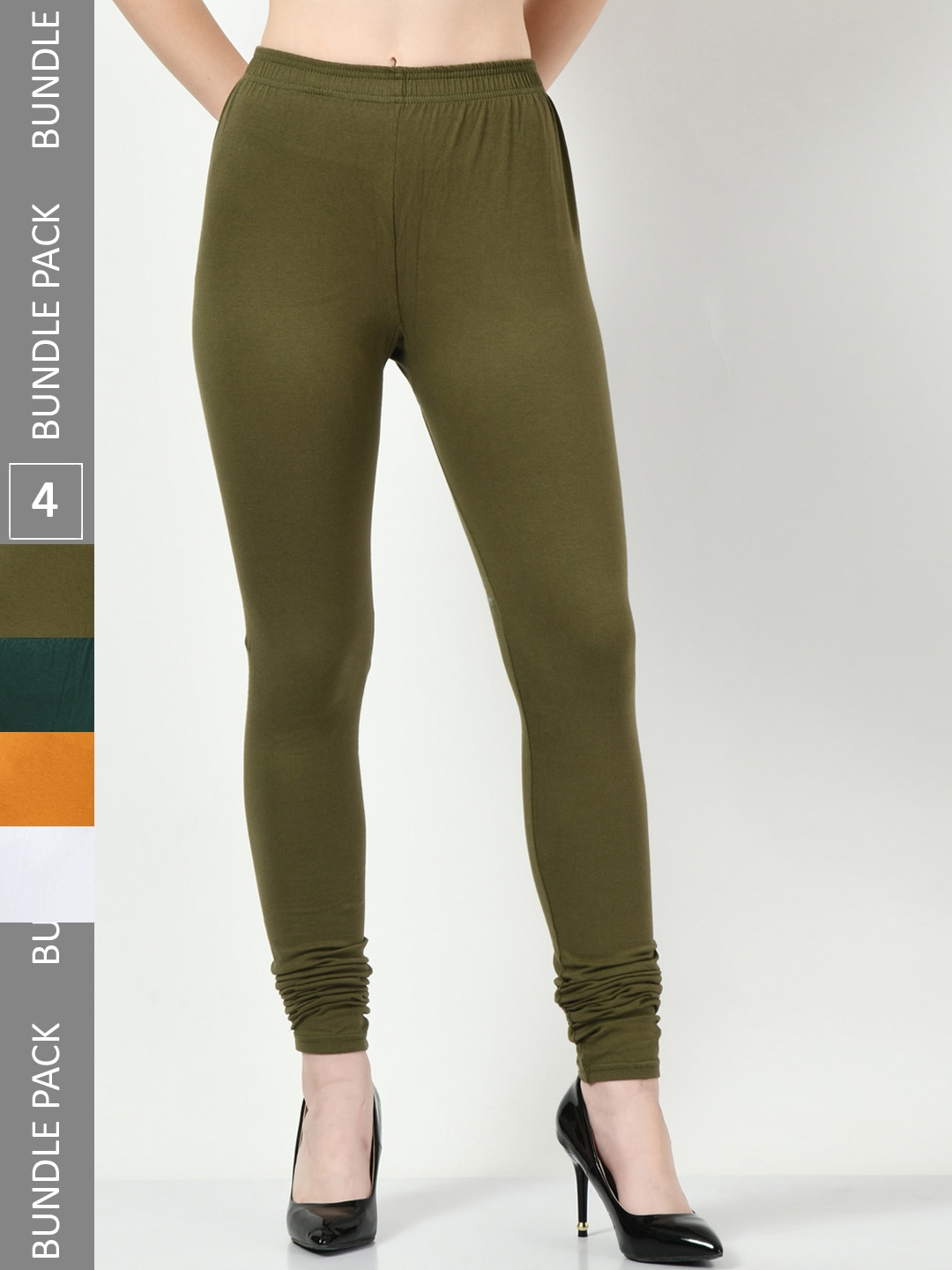 

BAESD Pack of 4 Churidar-Length Leggings, Multi