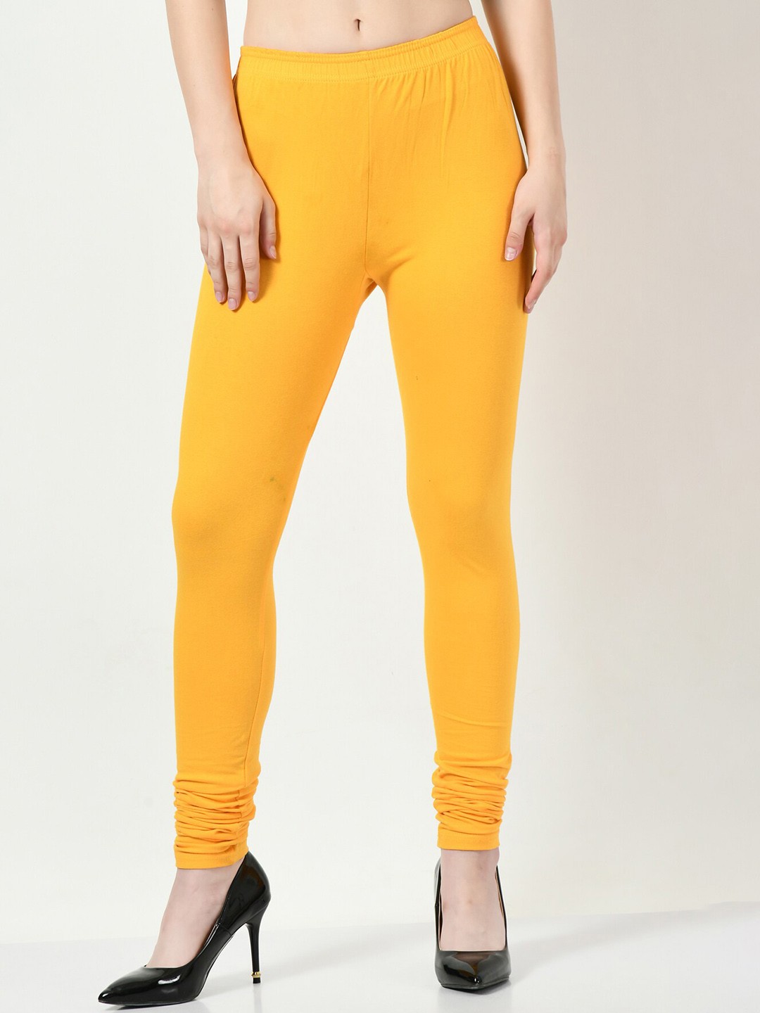 

BAESD Pack of 3 Soft Churidar-Length Cotton Lycra Legging, Yellow